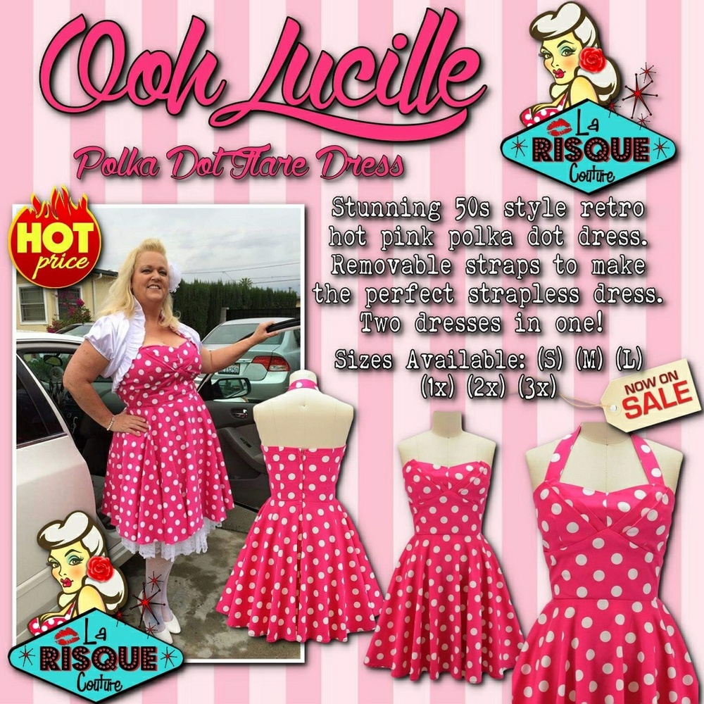 Pin up Pink Polka Dot Halter Dress